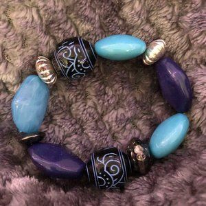 Blue Bead Statement Bracelet